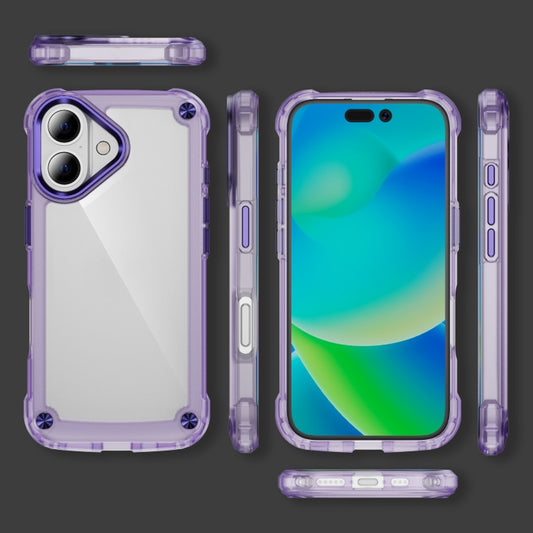 For iPhone 16 Plus Skin Feel TPU + PC Phone Case(Transparent Purple) by buy2fix