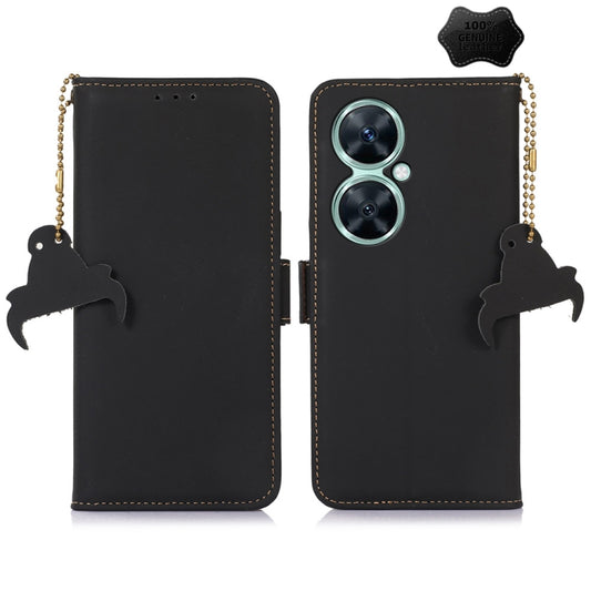 For Huawei Nova 11i / Maimang 20 5G / Enjoy 60 Pro Genuine Leather Magnetic RFID Leather Phone Case(Black) - Huawei Cases by buy2fix | Online Shopping UK | buy2fix