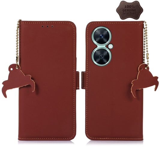 For Huawei Nova 11i / Maimang 20 5G / Enjoy 60 Pro Genuine Leather Magnetic RFID Leather Phone Case(Coffee) - Huawei Cases by buy2fix | Online Shopping UK | buy2fix