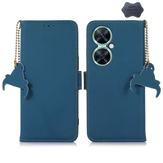 For Huawei Nova 11i / Maimang 20 5G / Enjoy 60 Pro Genuine Leather Magnetic RFID Leather Phone Case(Blue) - Huawei Cases by buy2fix | Online Shopping UK | buy2fix