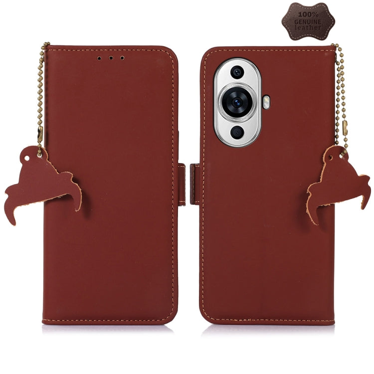 For Huawei Nova 11 Pro / Nova 11 Ultra Genuine Leather Magnetic RFID Leather Phone Case(Coffee) - Huawei Cases by buy2fix | Online Shopping UK | buy2fix