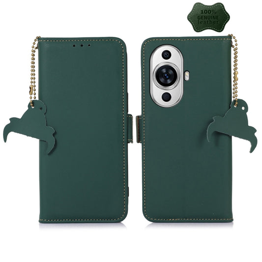 For Huawei Nova 11 Pro / Nova 11 Ultra Genuine Leather Magnetic RFID Leather Phone Case(Green) - Huawei Cases by buy2fix | Online Shopping UK | buy2fix
