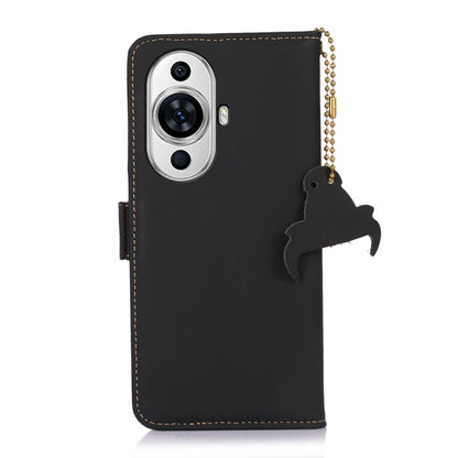 For Huawei Nova 11 Genuine Leather Magnetic RFID Leather Phone Case(Black) - Huawei Cases by buy2fix | Online Shopping UK | buy2fix