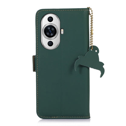 For Huawei Nova 11 Genuine Leather Magnetic RFID Leather Phone Case(Green) - Huawei Cases by buy2fix | Online Shopping UK | buy2fix