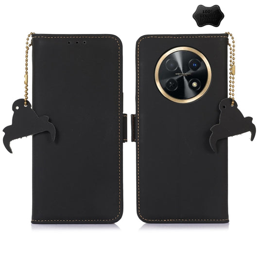 For Huawei Enjoy 60X / Nova Y91 4G Genuine Leather Magnetic RFID Leather Phone Case(Black) - Huawei Cases by buy2fix | Online Shopping UK | buy2fix