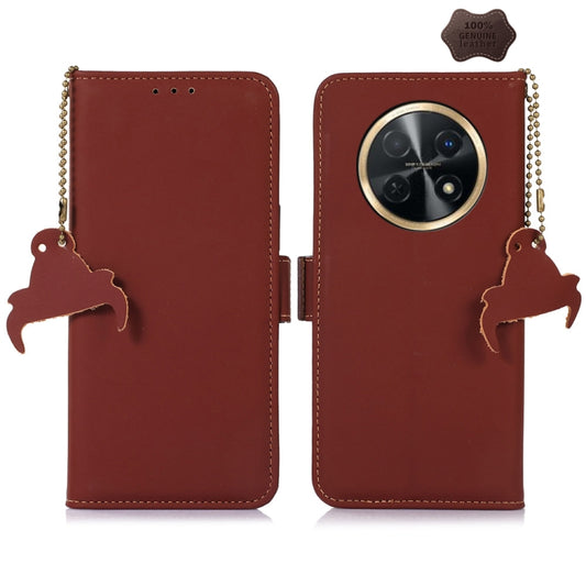 For Huawei Enjoy 60X / Nova Y91 4G Genuine Leather Magnetic RFID Leather Phone Case(Coffee) - Huawei Cases by buy2fix | Online Shopping UK | buy2fix