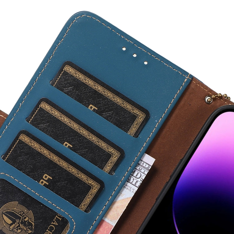 For Huawei Enjoy 60X / Nova Y91 4G Genuine Leather Magnetic RFID Leather Phone Case(Blue) - Huawei Cases by buy2fix | Online Shopping UK | buy2fix