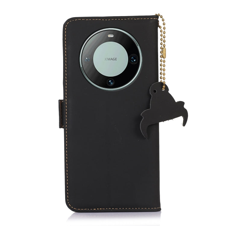 For Huawei Mate 60 Pro Genuine Leather Magnetic RFID Leather Phone Case(Black) - Huawei Cases by buy2fix | Online Shopping UK | buy2fix