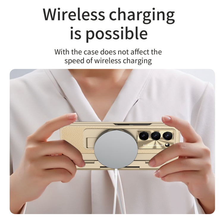 For Samsung Galaxy Z Fold5 5G Integrated Full Coverage Phone Case with Hinge(Gold) - Galaxy Z Fold5 Cases by buy2fix | Online Shopping UK | buy2fix