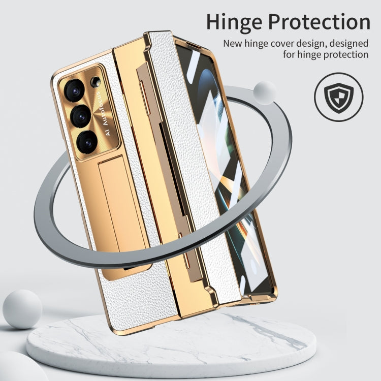 For Samsung Galaxy Z Fold5 5G Integrated Full Coverage Phone Case with Hinge(Gold+White) - Galaxy Z Fold5 Cases by buy2fix | Online Shopping UK | buy2fix