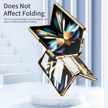 For Samsung Galaxy Z Fold5 5G Integrated Full Coverage Phone Case with Hinge(Gold+White) - Galaxy Z Fold5 Cases by buy2fix | Online Shopping UK | buy2fix