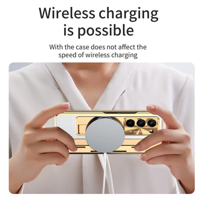 For Samsung Galaxy Z Fold5 5G Integrated Full Coverage Phone Case with Hinge(Gold+White) - Galaxy Z Fold5 Cases by buy2fix | Online Shopping UK | buy2fix