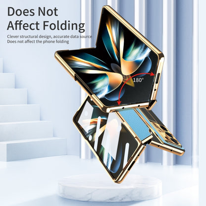For Samsung Galaxy Z Fold5 5G Integrated Full Coverage Phone Case with Hinge(Gold+Blue) - Galaxy Z Fold5 Cases by buy2fix | Online Shopping UK | buy2fix