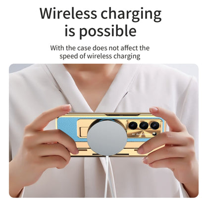 For Samsung Galaxy Z Fold5 5G Integrated Full Coverage Phone Case with Hinge(Gold+Blue) - Galaxy Z Fold5 Cases by buy2fix | Online Shopping UK | buy2fix