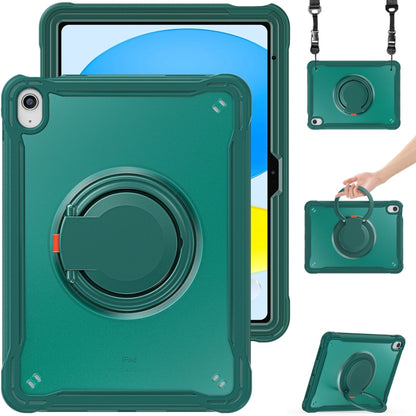 For iPad 2025 / 2022 Heavy Duty Hybrid Tablet Case with Handle & Strap(Dark Green) - iPad 2025 / 2022 Cases by buy2fix | Online Shopping UK | buy2fix