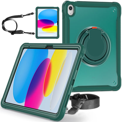 For iPad 2025 / 2022 Heavy Duty Hybrid Tablet Case with Handle & Strap(Dark Green) - iPad 2025 / 2022 Cases by buy2fix | Online Shopping UK | buy2fix