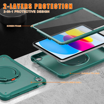For iPad 2025 / 2022 Heavy Duty Hybrid Tablet Case with Handle & Strap(Dark Green) - iPad 2025 / 2022 Cases by buy2fix | Online Shopping UK | buy2fix
