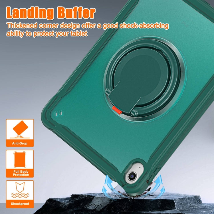 For iPad 2025 / 2022 Heavy Duty Hybrid Tablet Case with Handle & Strap(Dark Green) - iPad 2025 / 2022 Cases by buy2fix | Online Shopping UK | buy2fix