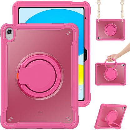 For iPad 2025 / 2022 Heavy Duty Hybrid Tablet Case with Handle & Strap(Rose Red) - iPad 2025 / 2022 Cases by buy2fix | Online Shopping UK | buy2fix