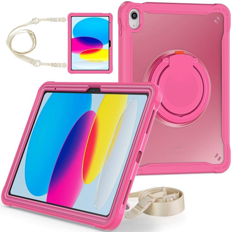 For iPad 2025 / 2022 Heavy Duty Hybrid Tablet Case with Handle & Strap(Rose Red) - iPad 2025 / 2022 Cases by buy2fix | Online Shopping UK | buy2fix