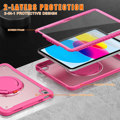 For iPad 2025 / 2022 Heavy Duty Hybrid Tablet Case with Handle & Strap(Rose Red) - iPad 2025 / 2022 Cases by buy2fix | Online Shopping UK | buy2fix