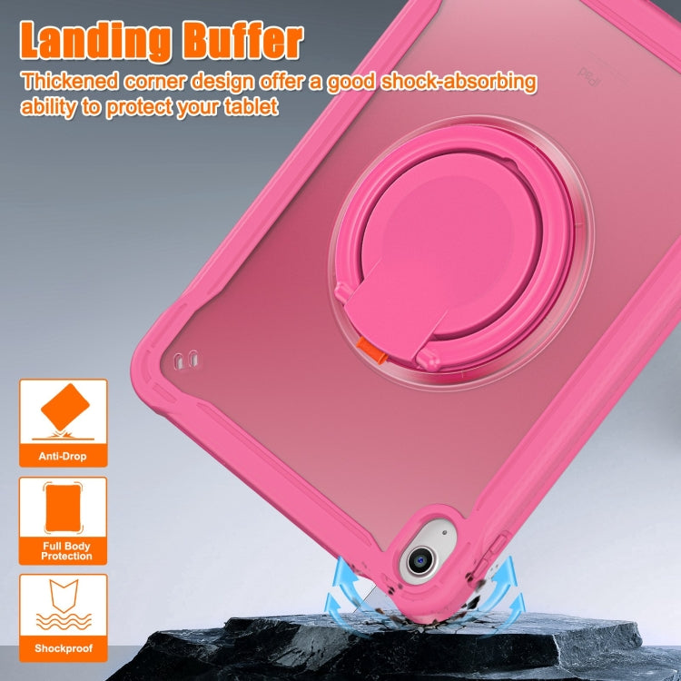 For iPad 2025 / 2022 Heavy Duty Hybrid Tablet Case with Handle & Strap(Rose Red) - iPad 2025 / 2022 Cases by buy2fix | Online Shopping UK | buy2fix