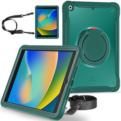 For iPad 10.2 2021 / 2020 / 2019 Heavy Duty Hybrid Tablet Case with Handle & Strap(Dark Green) - iPad 10.2 Cases by buy2fix | Online Shopping UK | buy2fix