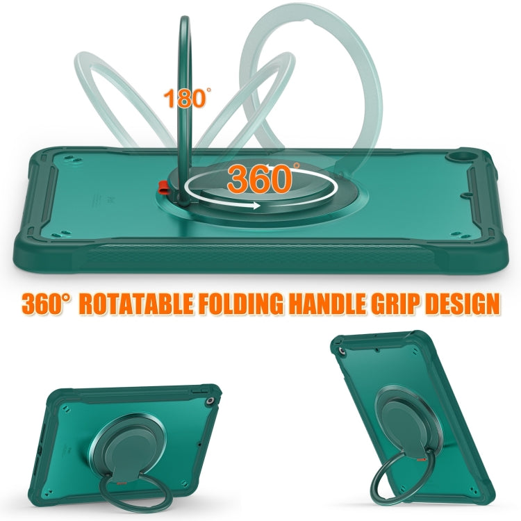 For iPad 10.2 2021 / 2020 / 2019 Heavy Duty Hybrid Tablet Case with Handle & Strap(Dark Green) - iPad 10.2 Cases by buy2fix | Online Shopping UK | buy2fix