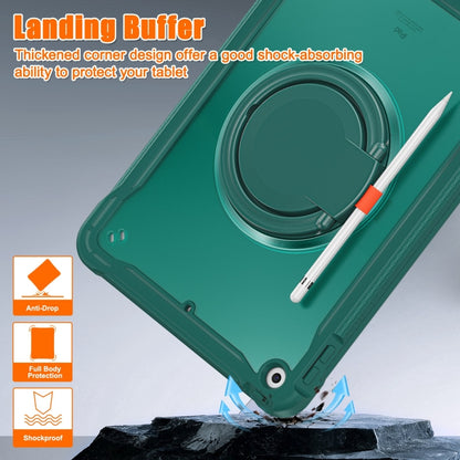 For iPad 10.2 2021 / 2020 / 2019 Heavy Duty Hybrid Tablet Case with Handle & Strap(Dark Green) - iPad 10.2 Cases by buy2fix | Online Shopping UK | buy2fix