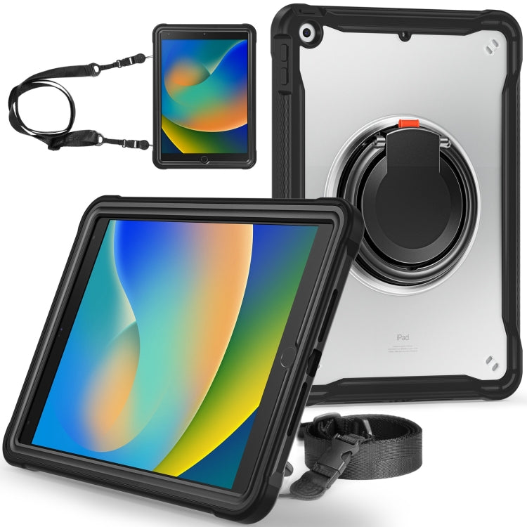 For iPad 10.2 2021 / 2020 / 2019 Heavy Duty Hybrid Tablet Case with Handle & Strap(Black) - iPad 10.2 Cases by buy2fix | Online Shopping UK | buy2fix