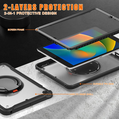 For iPad 10.2 2021 / 2020 / 2019 Heavy Duty Hybrid Tablet Case with Handle & Strap(Black) - iPad 10.2 Cases by buy2fix | Online Shopping UK | buy2fix