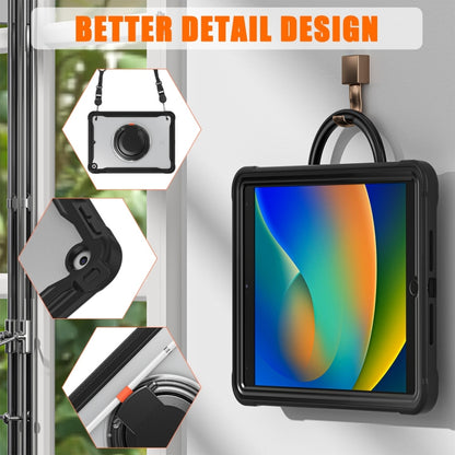 For iPad 10.2 2021 / 2020 / 2019 Heavy Duty Hybrid Tablet Case with Handle & Strap(Black) - iPad 10.2 Cases by buy2fix | Online Shopping UK | buy2fix