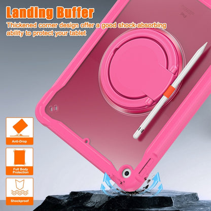 For iPad 10.2 2021 / 2020 / 2019 Heavy Duty Hybrid Tablet Case with Handle & Strap(Rose Red) - iPad 10.2 Cases by buy2fix | Online Shopping UK | buy2fix