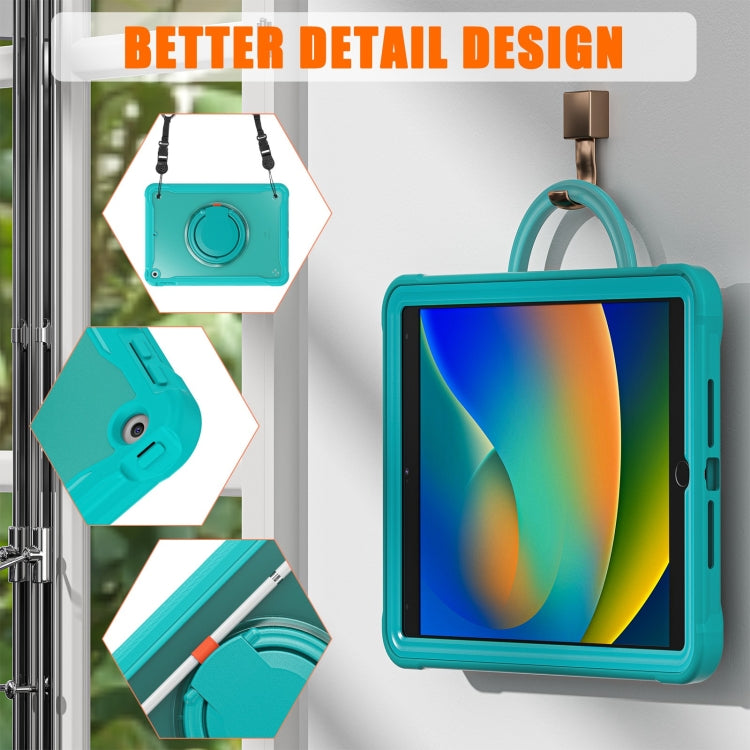 For iPad 10.2 2021 / 2020 / 2019 Heavy Duty Hybrid Tablet Case with Handle & Strap(Light Blue) - iPad 10.2 Cases by buy2fix | Online Shopping UK | buy2fix