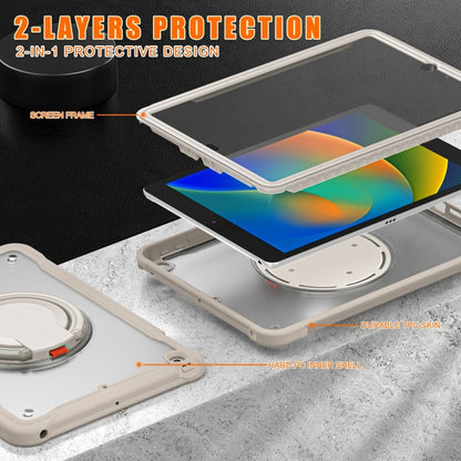 For iPad 10.2 2021 / 2020 / 2019 Heavy Duty Hybrid Tablet Case with Handle & Strap(Khaki) - iPad 10.2 Cases by buy2fix | Online Shopping UK | buy2fix