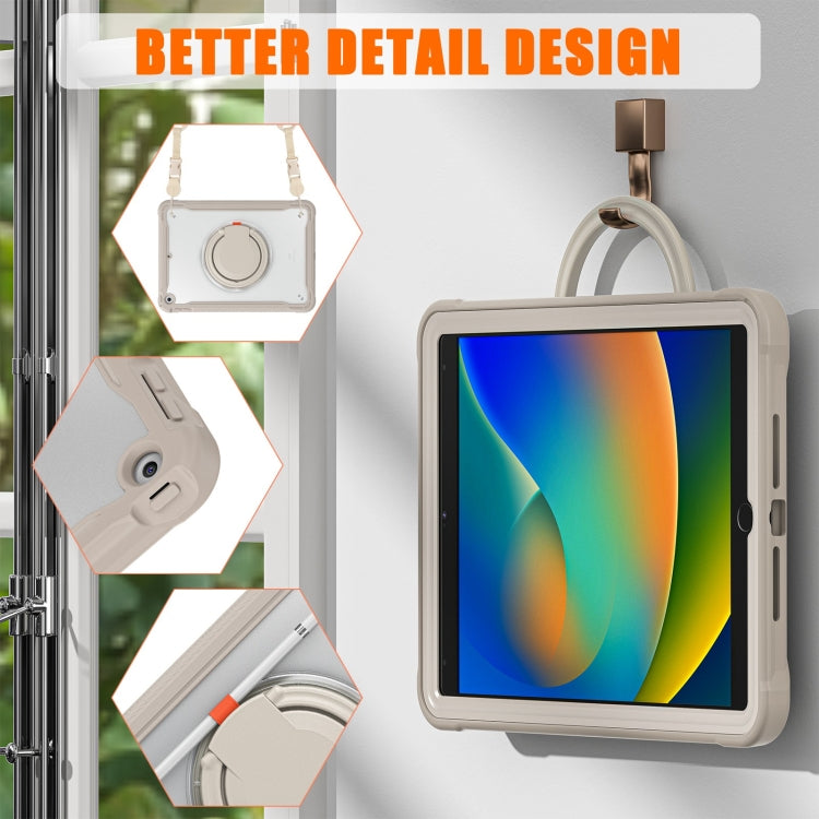 For iPad 10.2 2021 / 2020 / 2019 Heavy Duty Hybrid Tablet Case with Handle & Strap(Khaki) - iPad 10.2 Cases by buy2fix | Online Shopping UK | buy2fix