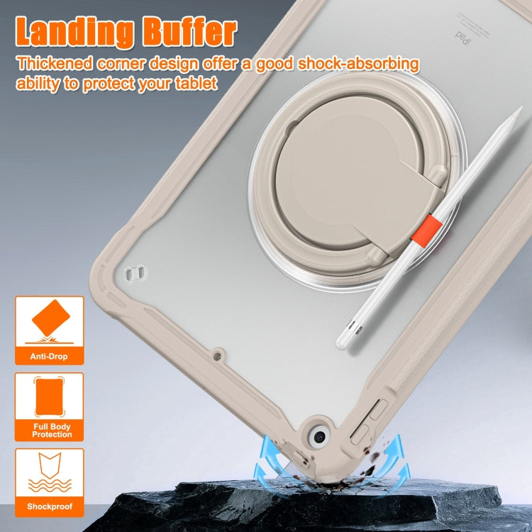 For iPad 10.2 2021 / 2020 / 2019 Heavy Duty Hybrid Tablet Case with Handle & Strap(Khaki) - iPad 10.2 Cases by buy2fix | Online Shopping UK | buy2fix