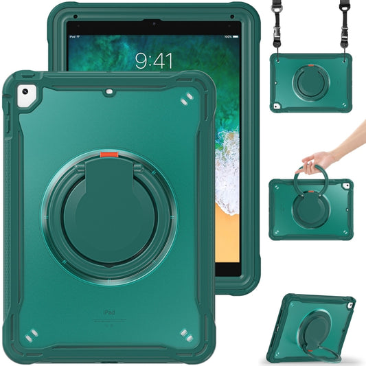 For iPad Air / Air 2 / 9.7 2018 / 2017 Heavy Duty Hybrid Tablet Case with Handle & Strap(Dark Green) - iPad 9.7 (2018) & (2017) Cases by buy2fix | Online Shopping UK | buy2fix