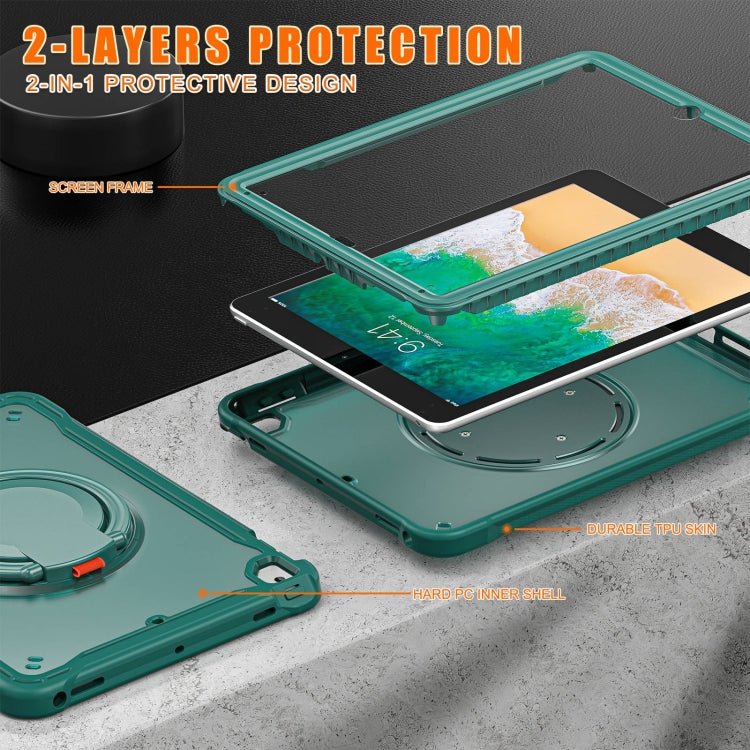 For iPad Air / Air 2 / 9.7 2018 / 2017 Heavy Duty Hybrid Tablet Case with Handle & Strap(Dark Green) - iPad 9.7 (2018) & (2017) Cases by buy2fix | Online Shopping UK | buy2fix