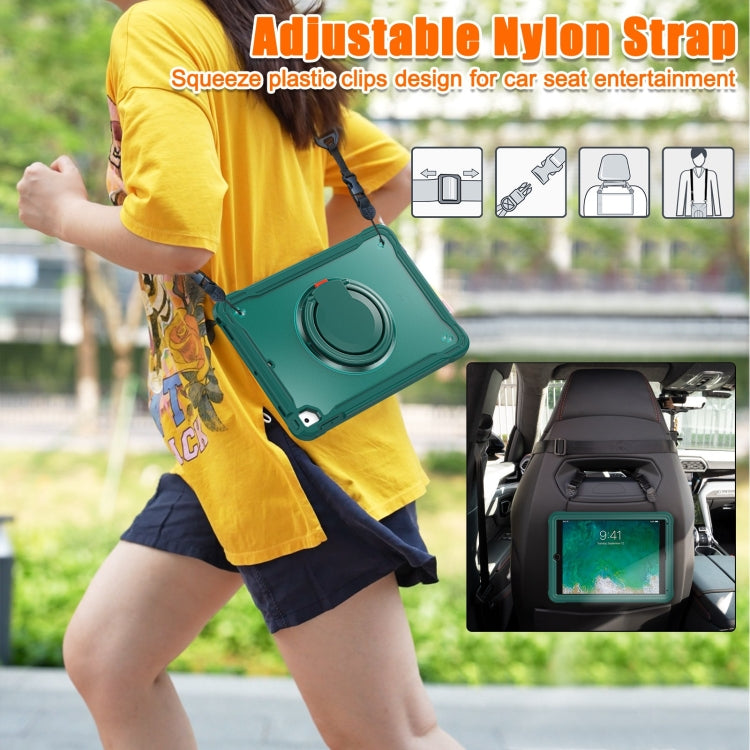 For iPad Air / Air 2 / 9.7 2018 / 2017 Heavy Duty Hybrid Tablet Case with Handle & Strap(Dark Green) - iPad 9.7 (2018) & (2017) Cases by buy2fix | Online Shopping UK | buy2fix