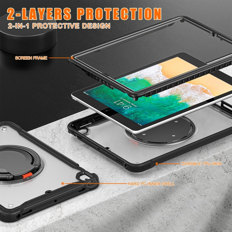 For iPad Air / Air 2 / 9.7 2018 / 2017 Heavy Duty Hybrid Tablet Case with Handle & Strap(Black) - iPad 9.7 (2018) & (2017) Cases by buy2fix | Online Shopping UK | buy2fix