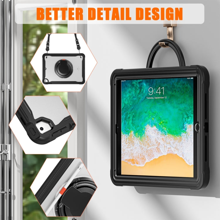 For iPad Air / Air 2 / 9.7 2018 / 2017 Heavy Duty Hybrid Tablet Case with Handle & Strap(Black) - iPad 9.7 (2018) & (2017) Cases by buy2fix | Online Shopping UK | buy2fix