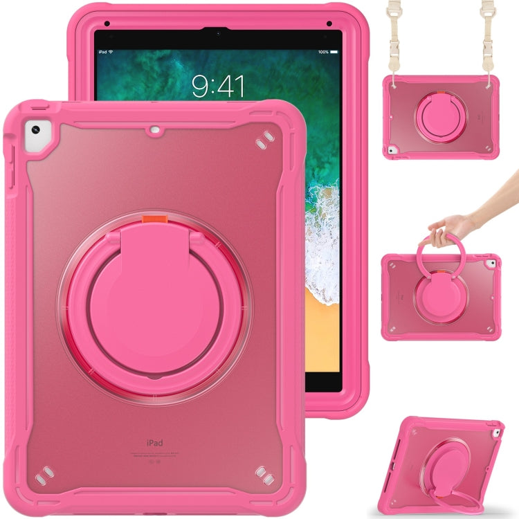 For iPad Air / Air 2 / 9.7 2018 / 2017 Heavy Duty Hybrid Tablet Case with Handle & Strap(Rose Red) - iPad 9.7 (2018) & (2017) Cases by buy2fix | Online Shopping UK | buy2fix