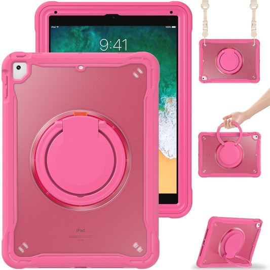 For iPad Air / Air 2 / 9.7 2018 / 2017 Heavy Duty Hybrid Tablet Case with Handle & Strap(Rose Red) - iPad 9.7 (2018) & (2017) Cases by buy2fix | Online Shopping UK | buy2fix