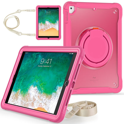 For iPad Air / Air 2 / 9.7 2018 / 2017 Heavy Duty Hybrid Tablet Case with Handle & Strap(Rose Red) - iPad 9.7 (2018) & (2017) Cases by buy2fix | Online Shopping UK | buy2fix