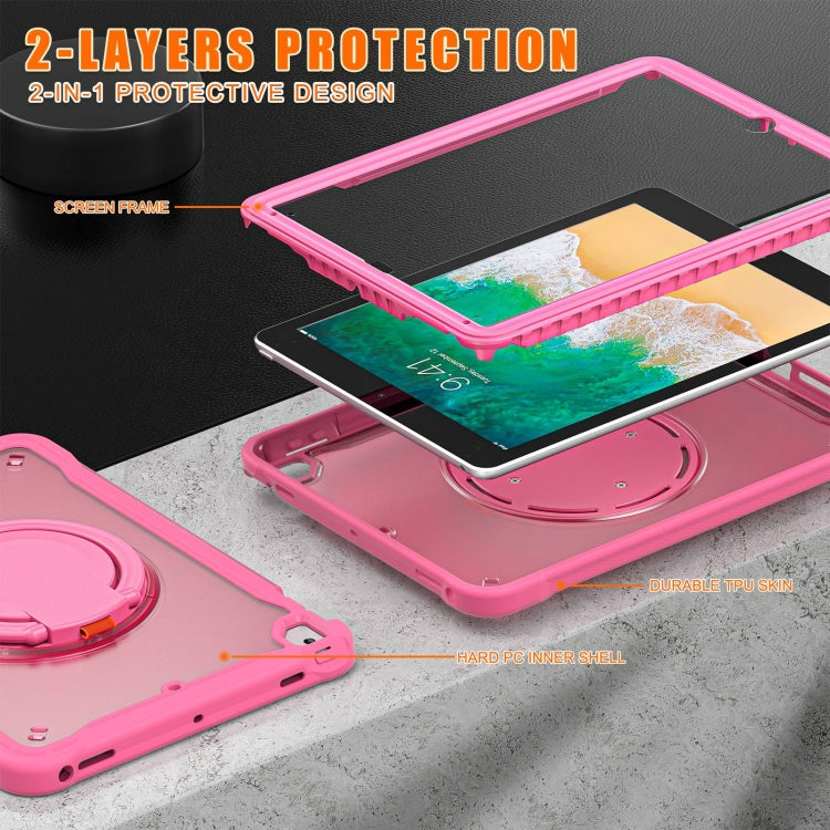 For iPad Air / Air 2 / 9.7 2018 / 2017 Heavy Duty Hybrid Tablet Case with Handle & Strap(Rose Red) - iPad 9.7 (2018) & (2017) Cases by buy2fix | Online Shopping UK | buy2fix