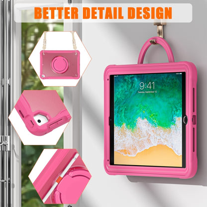 For iPad Air / Air 2 / 9.7 2018 / 2017 Heavy Duty Hybrid Tablet Case with Handle & Strap(Rose Red) - iPad 9.7 (2018) & (2017) Cases by buy2fix | Online Shopping UK | buy2fix