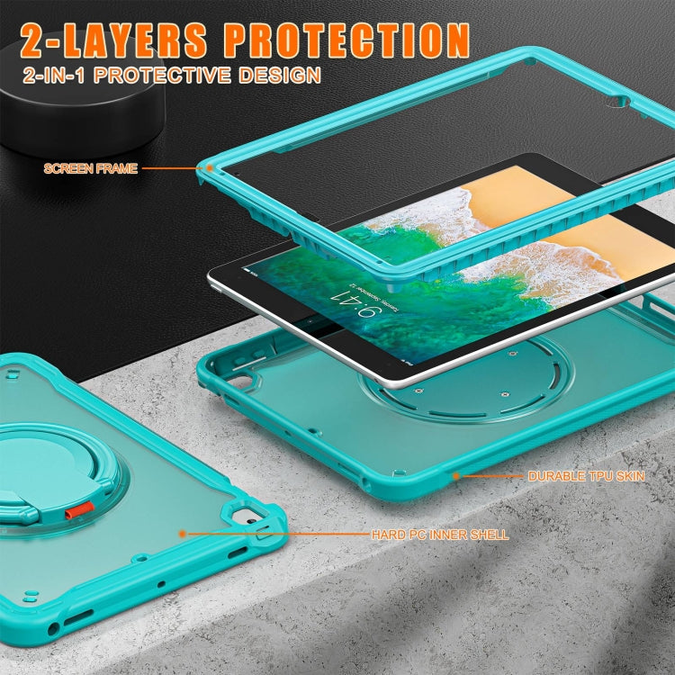 For iPad Air / Air 2 / 9.7 2018 / 2017 Heavy Duty Hybrid Tablet Case with Handle & Strap(Light Blue) - iPad 9.7 (2018) & (2017) Cases by buy2fix | Online Shopping UK | buy2fix