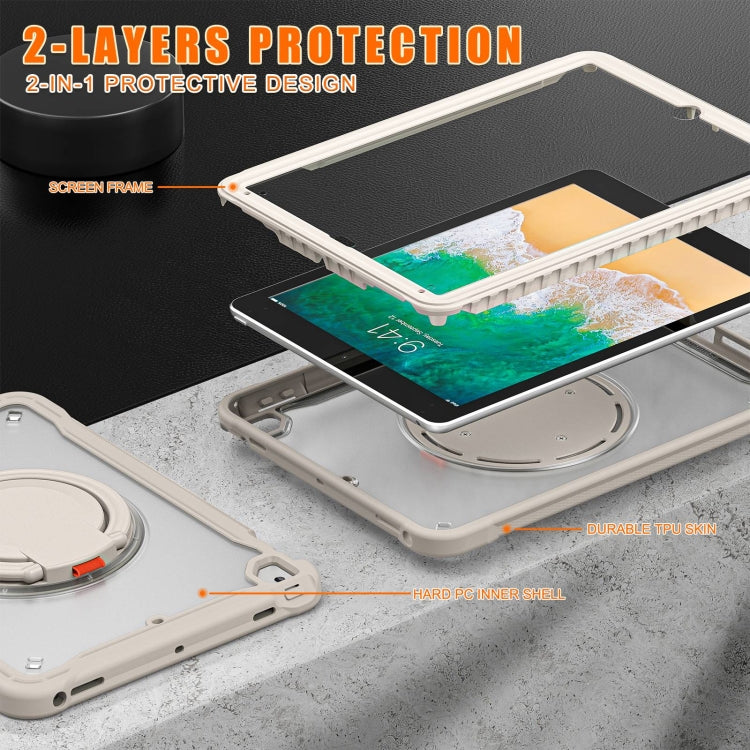 For iPad Air / Air 2 / 9.7 2018 / 2017 Heavy Duty Hybrid Tablet Case with Handle & Strap(Khaki) - iPad 9.7 (2018) & (2017) Cases by buy2fix | Online Shopping UK | buy2fix