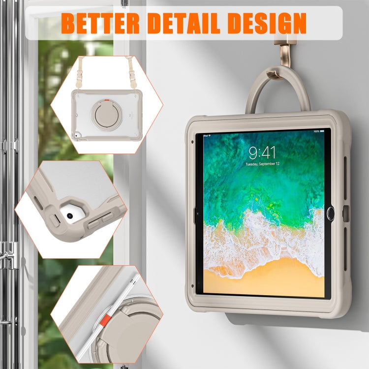 For iPad Air / Air 2 / 9.7 2018 / 2017 Heavy Duty Hybrid Tablet Case with Handle & Strap(Khaki) - iPad 9.7 (2018) & (2017) Cases by buy2fix | Online Shopping UK | buy2fix